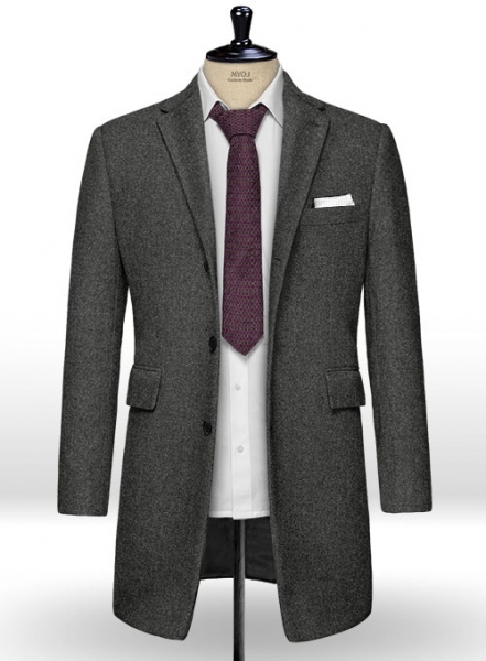 Light Weight Charcoal Tweed Overcoat