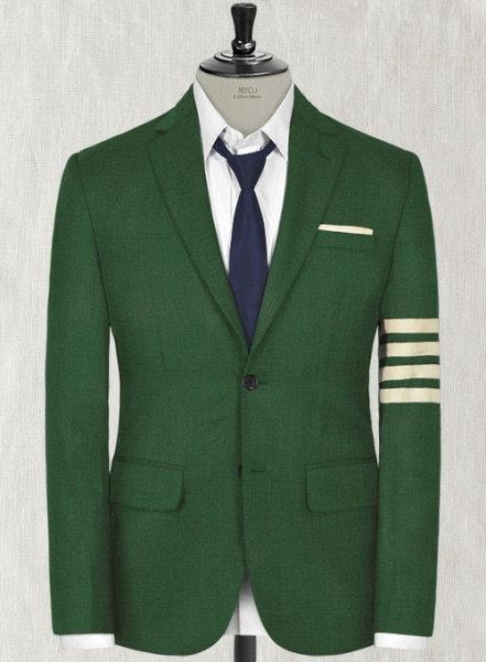 Napolean Yale Green Wool Ivory Bar Jacket