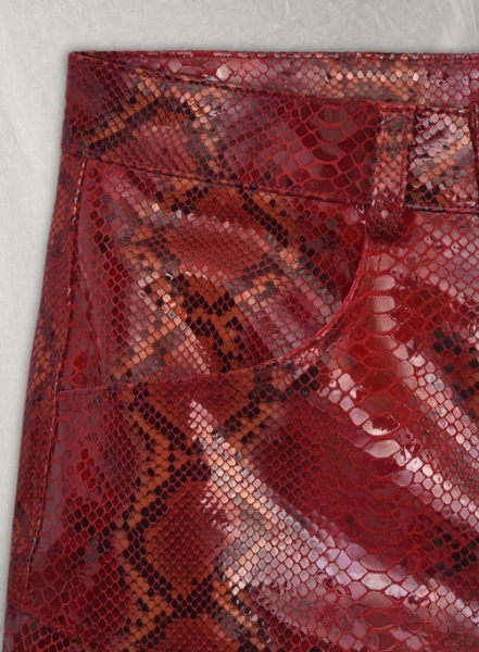 Bold Red Python Havana Leather Shorts Style # 362