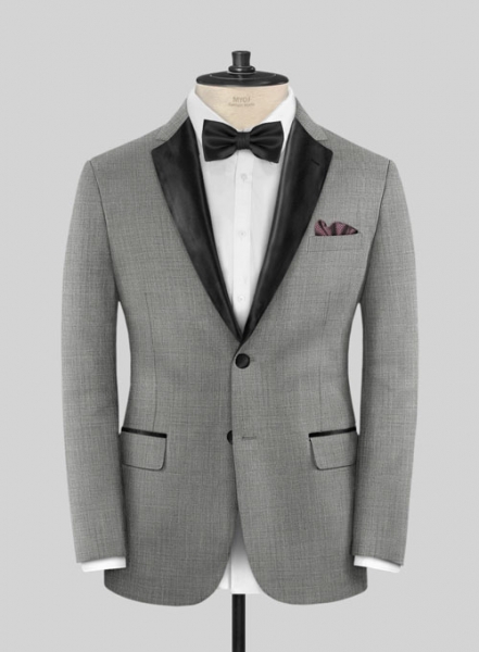 Napolean Sharkskin Light Gray Wool Tuxedo Jacket