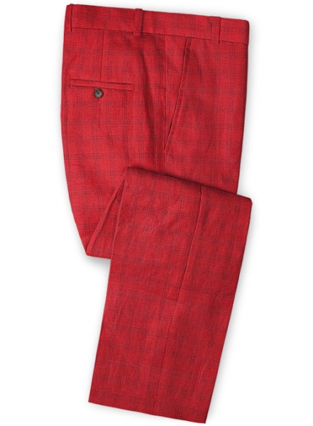 Italian Coral Red Linen Pants