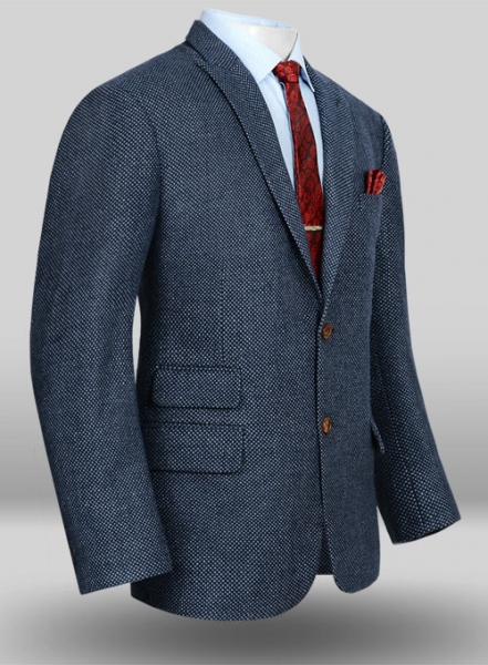 Blue Honey Comb Tweed Jacket