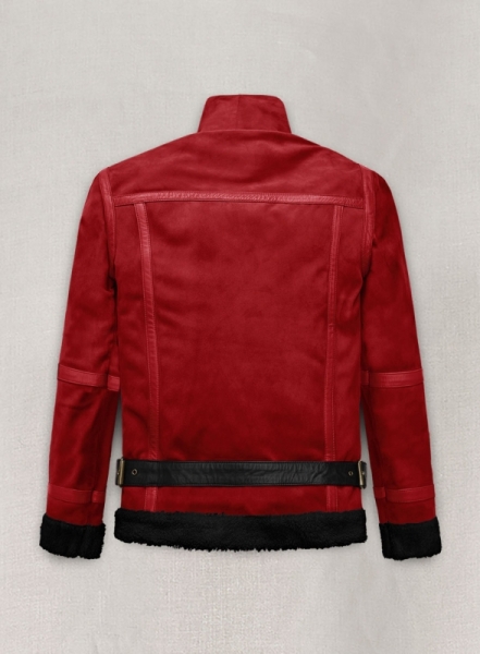 Lava Red Suede Ryan Reynolds Black Sherpa Leather Jacket