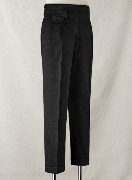 Napolean Dark Charcoal Double Gurkha Wool Trousers