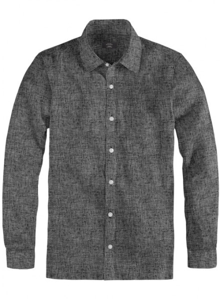 Roman Black Denim Linen Shirt - Full Sleeves