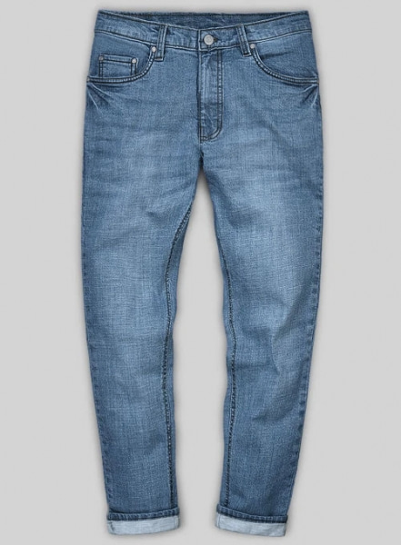 Dodgers Blue Stretch Stone Wash Whisker Jeans - Look #501
