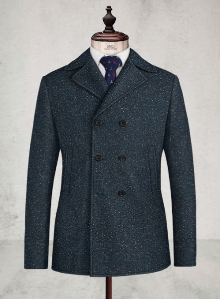 Robin Blue Flecks Donegal Tweed Pea Coat