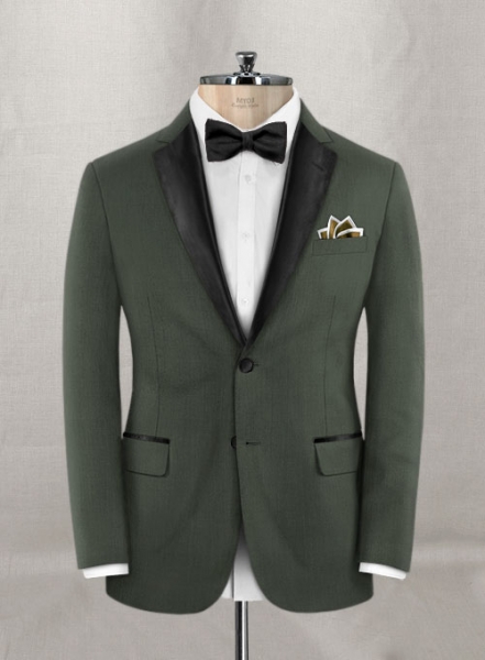 Napolean Military Green Wool Tuxedo Suit