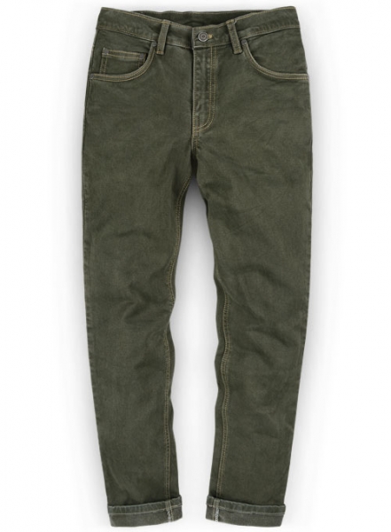 Chester Olive Stretch Jeans - Hard Wash