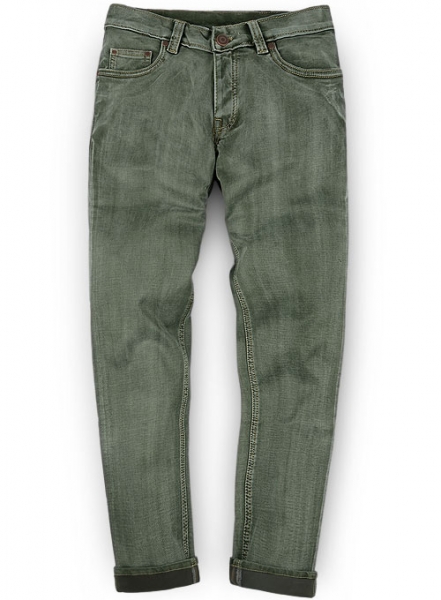 Chester Olive Stretch Jeans - Vintage Wash