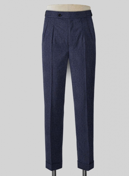 Steel Blue Highland Flannel Wool Trousers