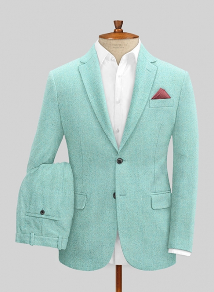 Melange Aqua Blue Tweed Suit