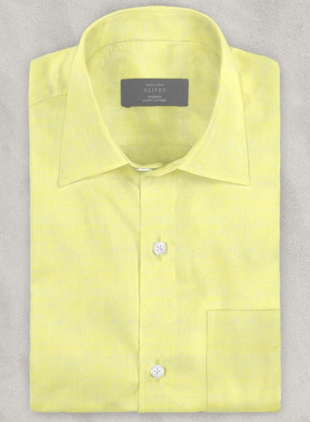 European Yellow Linen Shirt - Full Sleeves