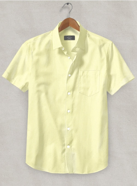 Yellow Herringbone Cotton Shirt - Half Sleeves