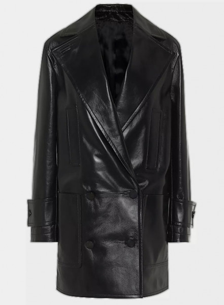 Vogue Doble Breasted Leather Trench Coat