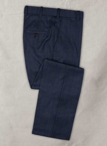 Reda Regatta Blue Checks Wool Pants