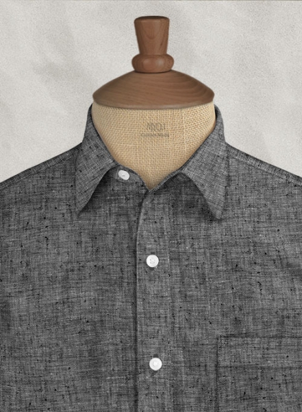 Roman Black Denim Linen Shirt - Half Sleeves