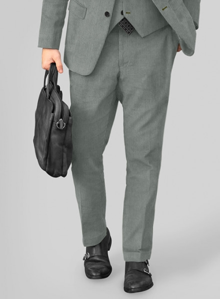 Gray Stretch Corduroy Suit