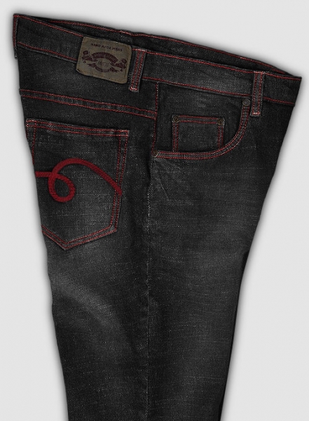 Red very stretchy slim jeans with back pockets
