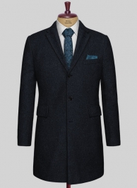 Deep Blue Heavy tweed Overcoat