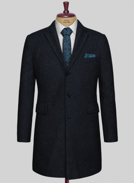 Deep Blue Heavy tweed Overcoat