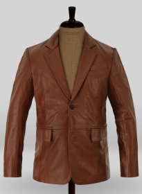 Tan Brown Leather Blazer