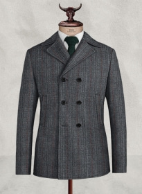 Harris Tweed Welsh Gray Pea Coat