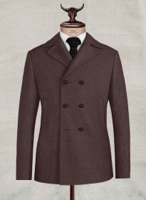 Brown Heavy Tweed Pea Coat
