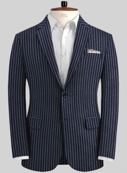 Solbiati Dark Blue Stripes Linen Jacket