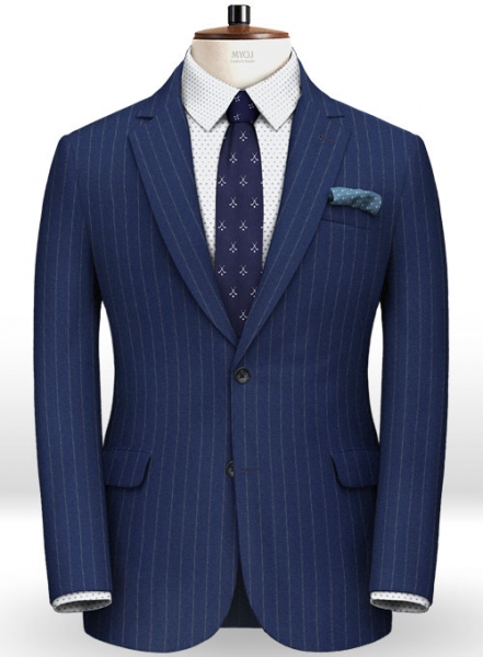 Reda Flannel Stripe Royal Blue Pure Wool Suit