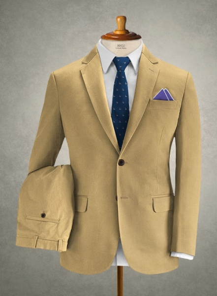 Caccioppoli Cotton Gabardine Topaz Khaki Suit
