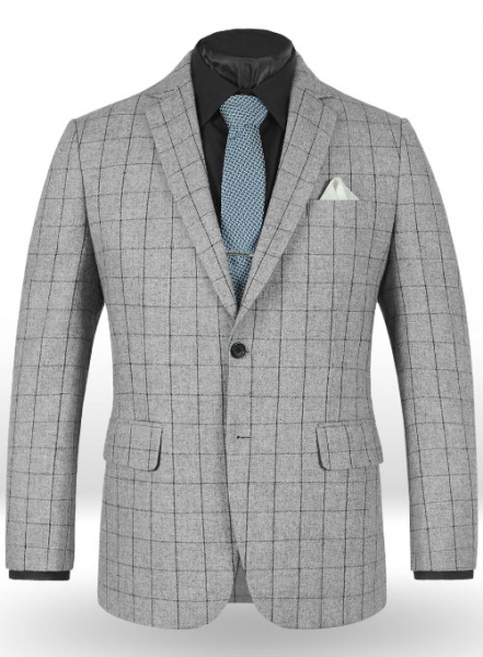 Light Weight Checks Gray Tweed Jacket - 40R