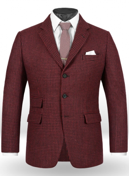 Big Houndstooth Red Tweed Suit