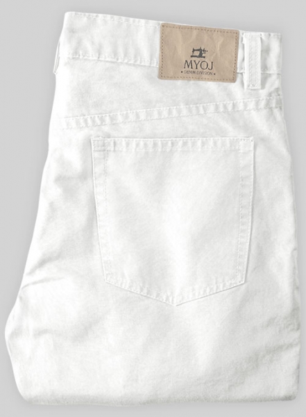 White Feather Cotton Canvas Stretch Jeans