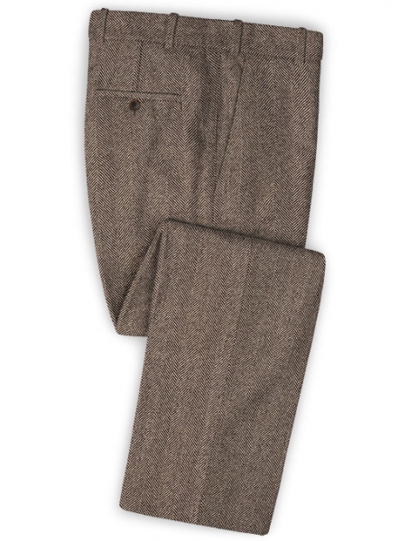 Italian Wide Herringbone Brown Tweed Suit