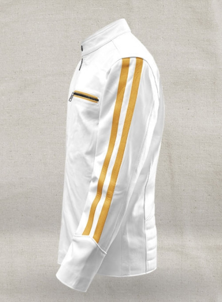 Yellow Stripe Leather Jacket # 100