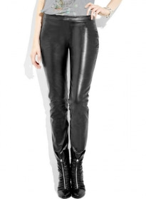 Rear Zipper Leather Pants