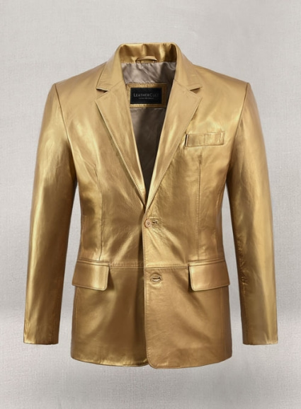 Gold Leather Blazer