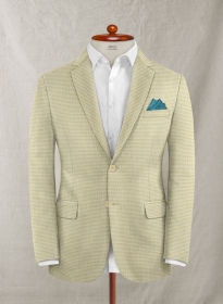 Stretch Checkers Beige Wool Jacket