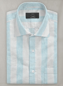 Dublin Blue Wide Stripe Linen Shirt