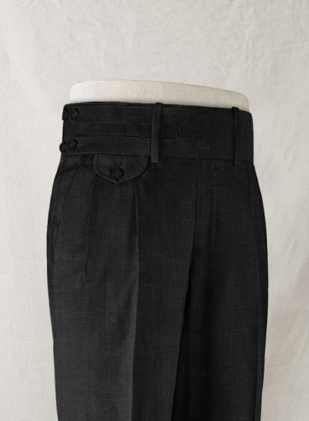 Napolean Dark Charcoal Double Gurkha Wool Trousers