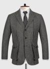 Vintage Gray Macro Weave Tweed Scottish Style Jacket