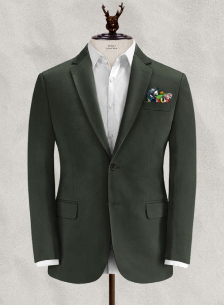 Italian Dark Olive Cotton Stretch Suit