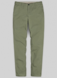 Green Feather Cotton Canvas Stretch Chino Pants
