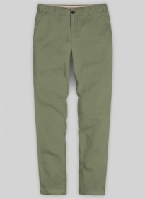 Green Feather Cotton Canvas Stretch Chino Pants