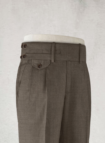 Napolean Sharkskin Brown Double Gurkha Wool Trousers