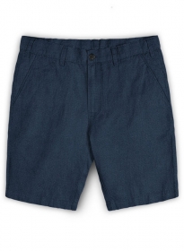 Safari Blue Cotton Linen Shorts