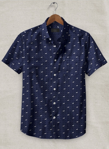 Cotton Horse Blue Shirt - Half Sleeves