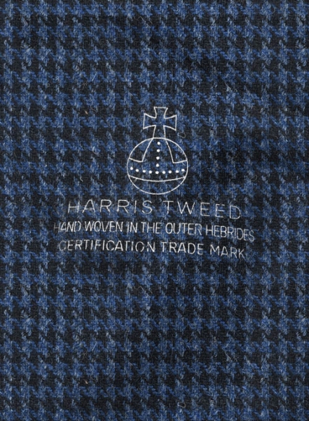Harris Tweed Houndstooth Blue Pea Coat