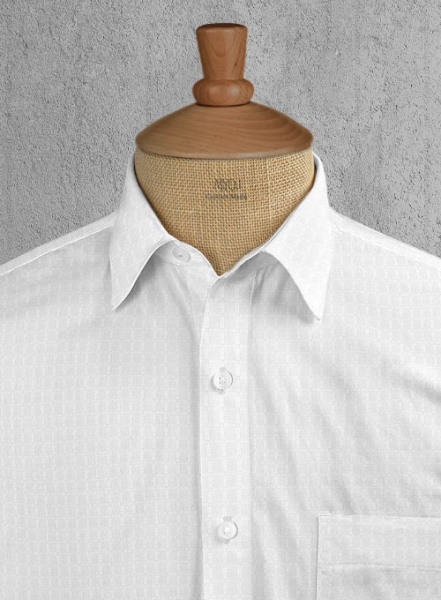 White Self Square Shirt - Half Sleeves